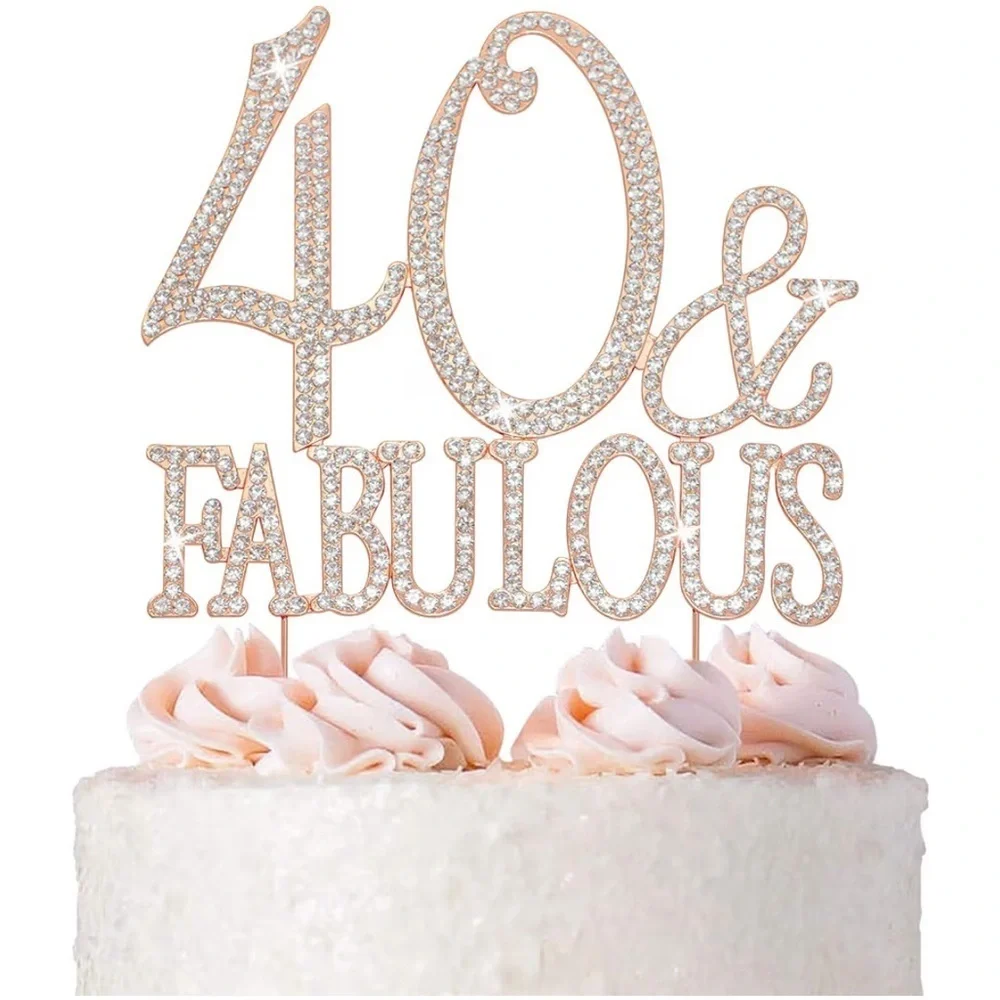 Rose Gold '40 & Fabulous' Cake Topper